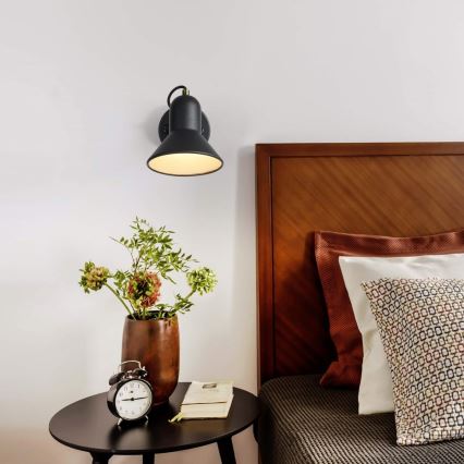 Wandstrahler ASTAMA 1xE27/40W/230V schwarz/Messing