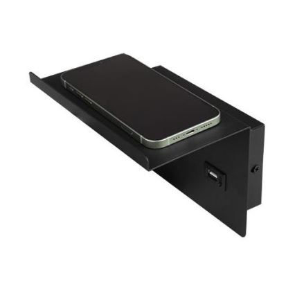 Wandstrahler mit Ablage und USB-Ladevorrichtung 1xG9/35W/230V schwarz/golden