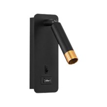Wandstrahler mit USB-Ladegerät 1xG9/35W/230V schwarz/golden