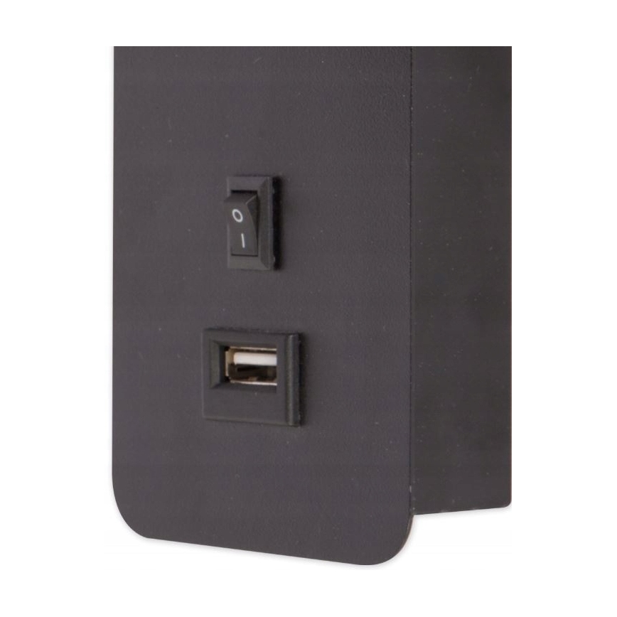 Wandstrahler mit USB-Ladegerät 1xGU10/35W/230V schwarz
