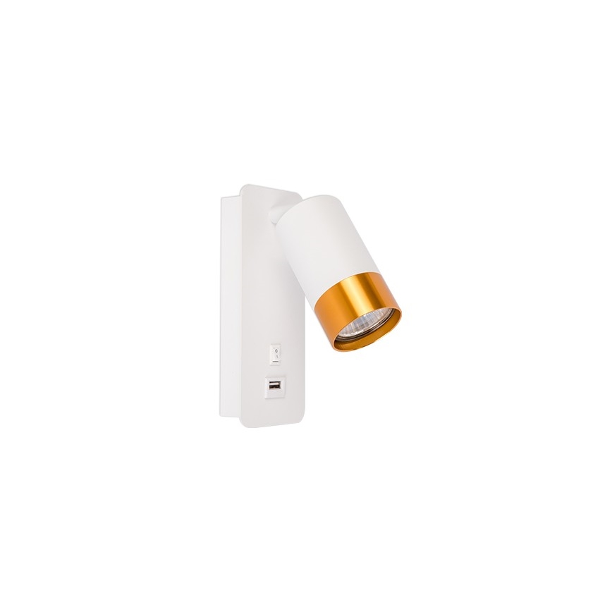 Wandstrahler mit USB-Ladegerät1xGU10/35W/230V weiß/golden