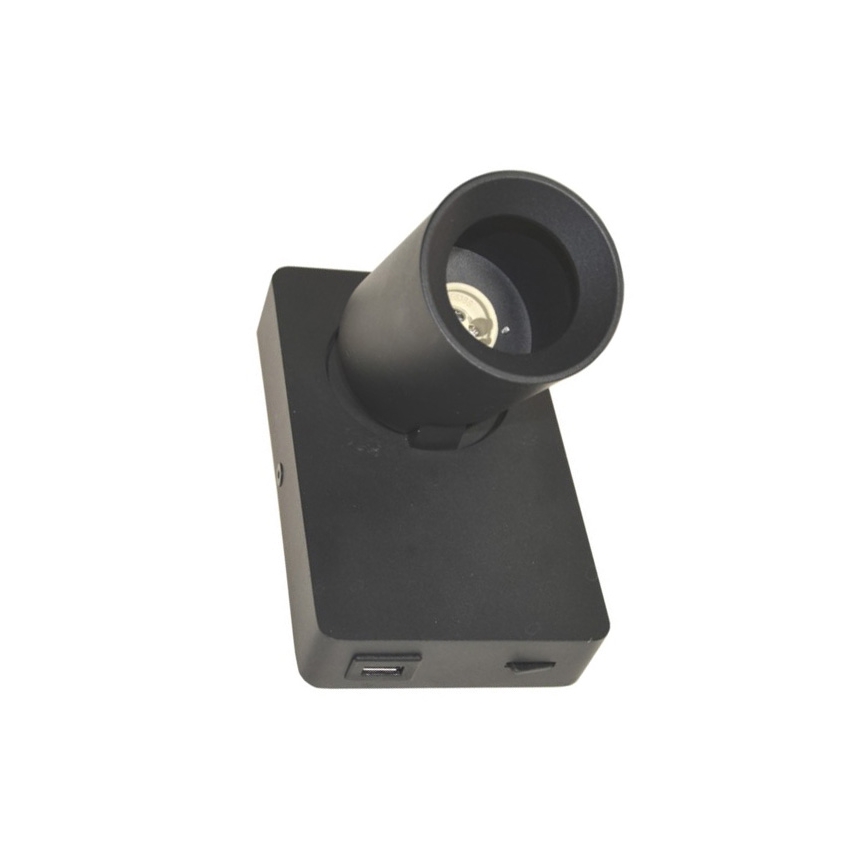 Wandstrahler TAFT 1xGU10/30W/230V USB schwarz