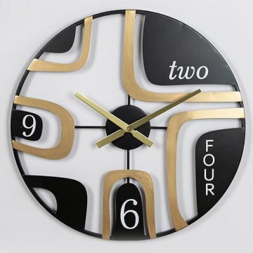 Wanduhr 1xAA d 60 cm schwarz/golden