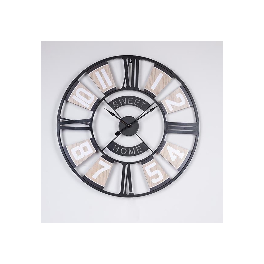 Wanduhr 1xAA, Ø 60 cm, schwarz/beige