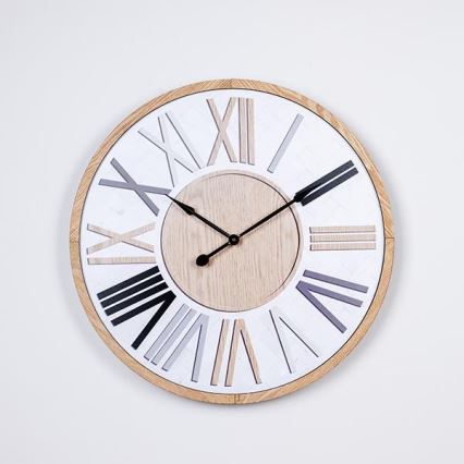 Wanduhr, 1× AA‑Batterie, Ø 50 cm, weiß/beige