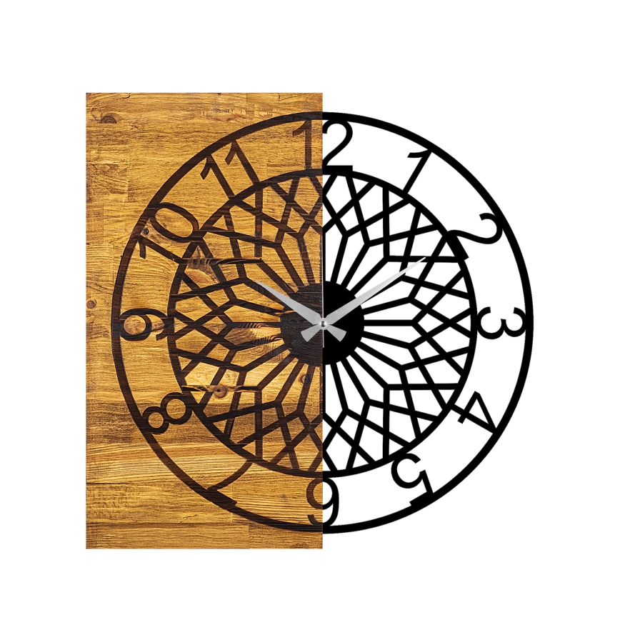 Wanduhr 57x58 cm 1xAA Holz/Metall