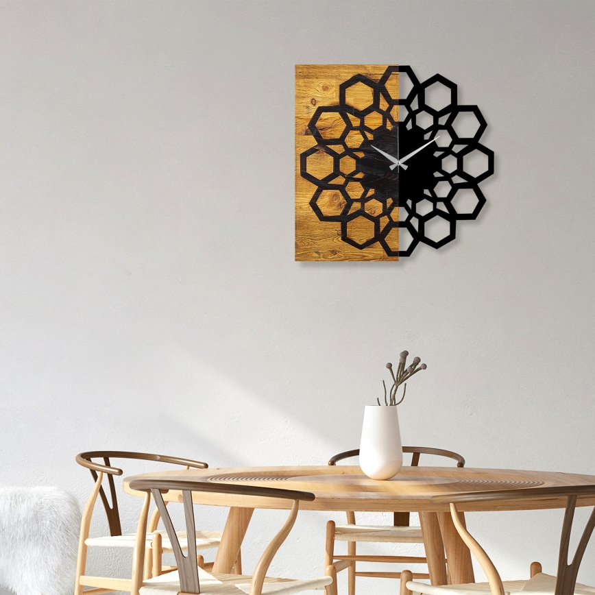 Wanduhr 58x58 cm 1xAA Holz/Metall