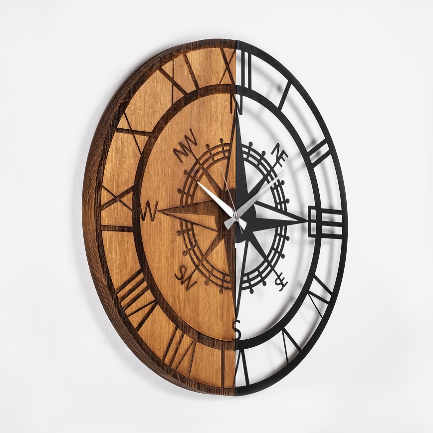 Wanduhr d 56 cm 1xAA Holz/Metall