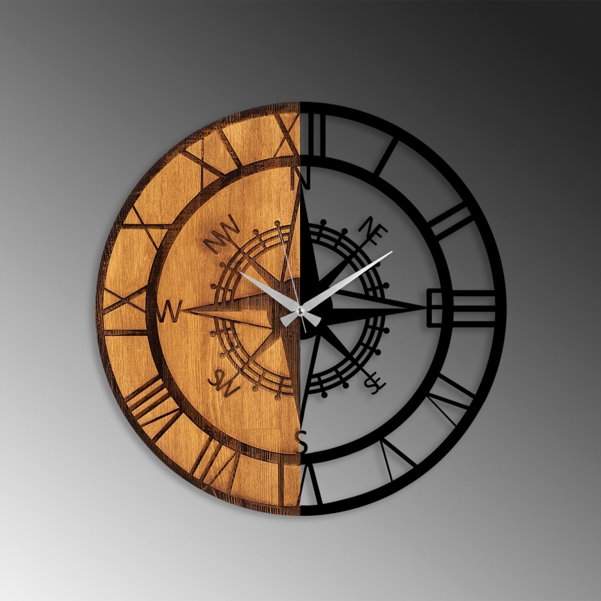 Wanduhr d 56 cm 1xAA Holz/Metall
