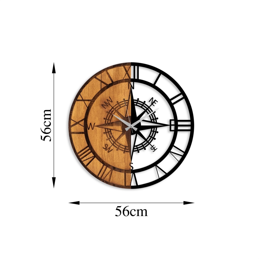 Wanduhr d 56 cm 1xAA Holz/Metall