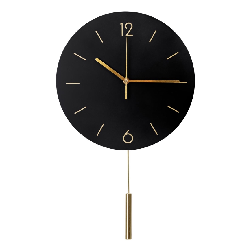 Wanduhr mit Pendel, Ø 30 cm, 1xAA, schwarz/gold
