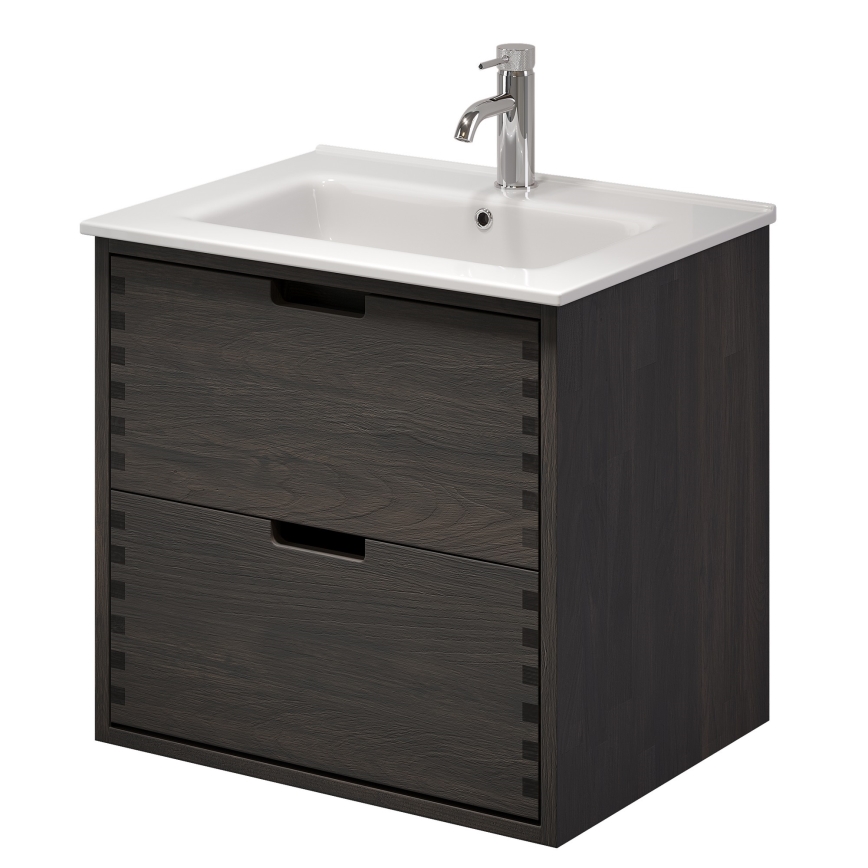 Waschbeckenunterschrank GRIBSKOV, 60 cm, braun/Eiche/weiß