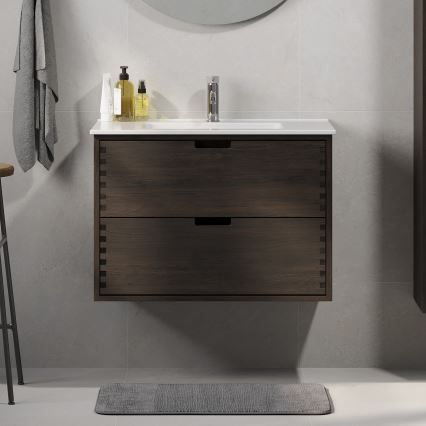 Waschbeckenunterschrank GRIBSKOV 80 cm braun/Eiche