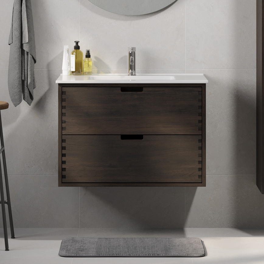 Waschbeckenunterschrank GRIBSKOV 80 cm braun/Eiche
