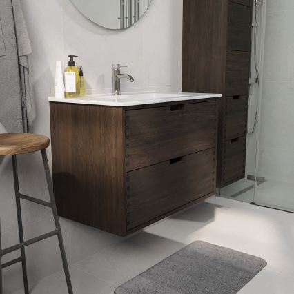 Waschbeckenunterschrank GRIBSKOV 80 cm braun/Eiche
