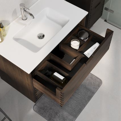 Waschbeckenunterschrank GRIBSKOV 80 cm, Braun/Eiche/Weiß