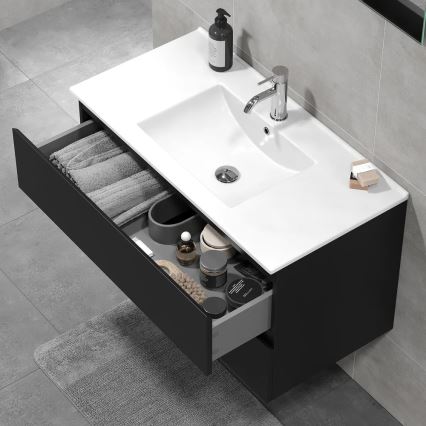 Waschbeckenunterschrank KENWOOD 91x50x45 cm schwarz