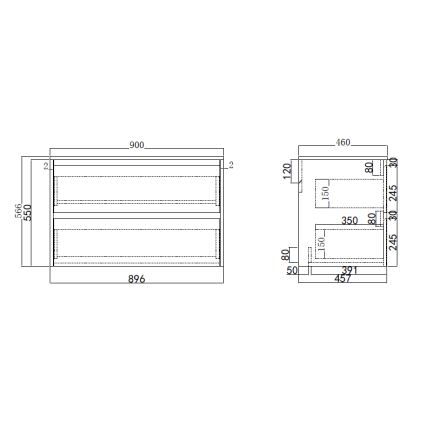 Waschbeckenunterschrank TRONDHEIM für 90 cm Waschbecken, weiß