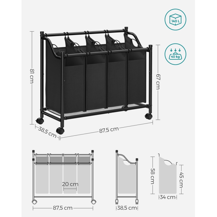 Wäschekorb LINA schwarz