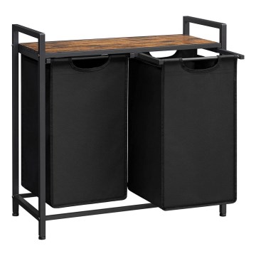 Wäschekorb REX, 73 x 72 x 33 cm, Braun/Schwarz