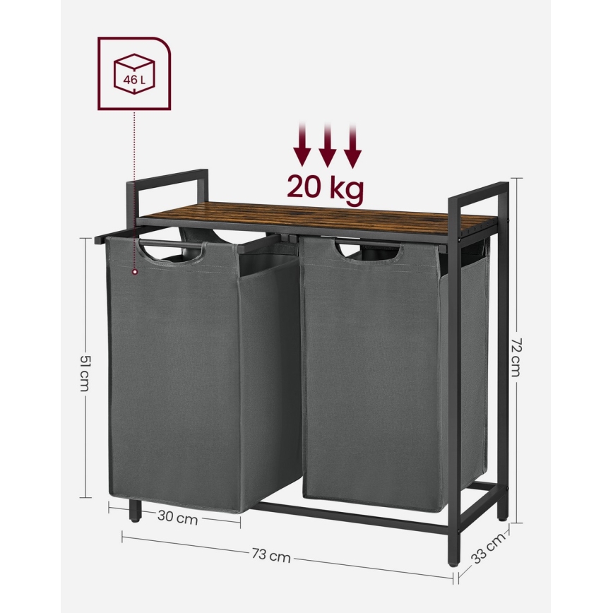 Wäschekorb REX braun/grau