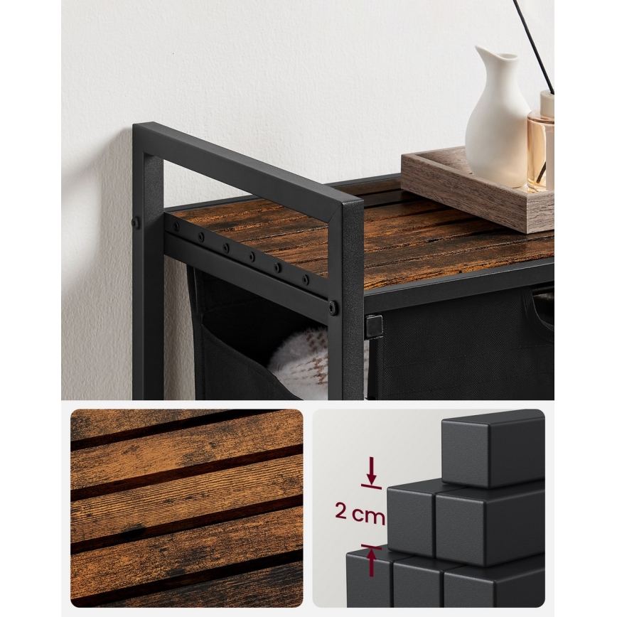 Wäschekorb REX, braun/schwarz