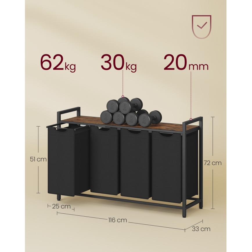 Wäschekorb REX Braun/Schwarz