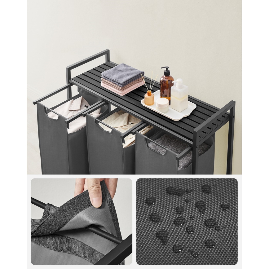 Wäschekorb REX Schwarz/Grau