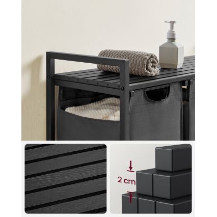 Wäschekorb REX Schwarz/Grau