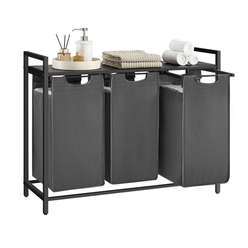 Wäschekorb REX Schwarz/Grau