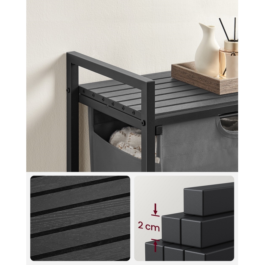 Wäschekorb REX schwarz/grau