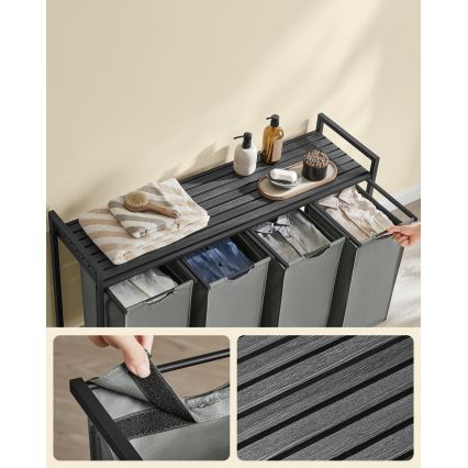 Wäschekorb REX schwarz/grau