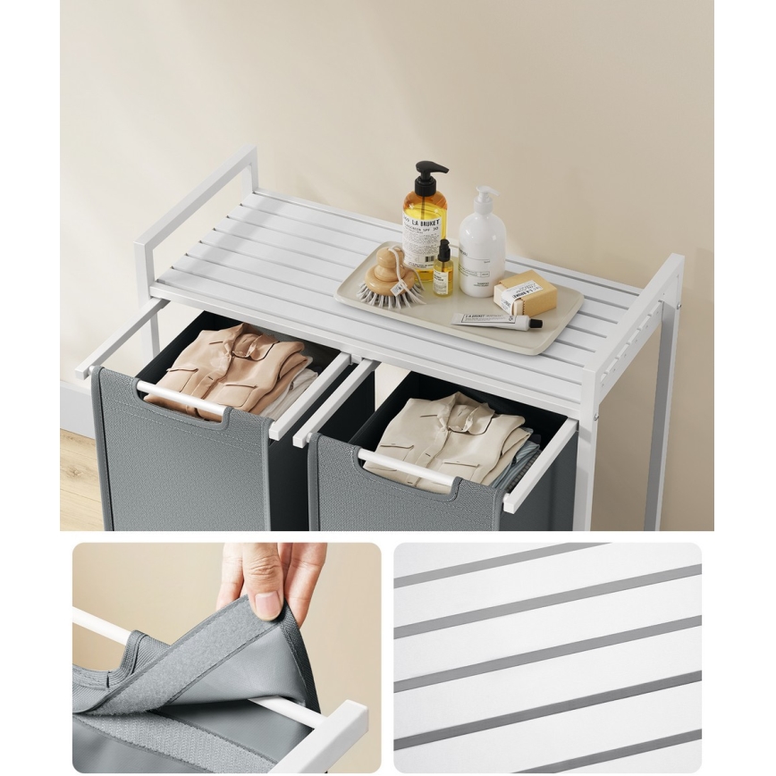 Wäschekorb REX Weiß/Grau