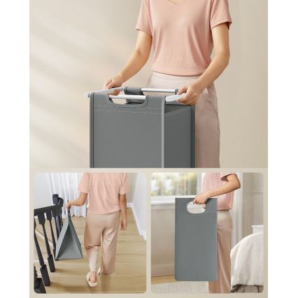 Wäschekorb REX Weiß/Grau