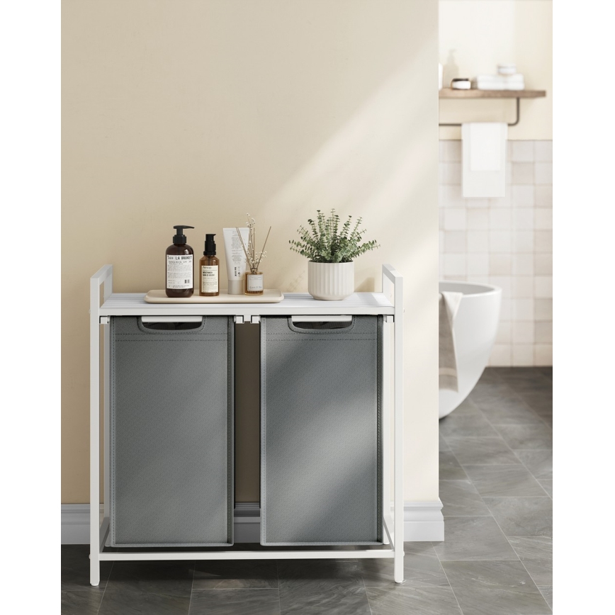 Wäschekorb REX Weiß/Grau