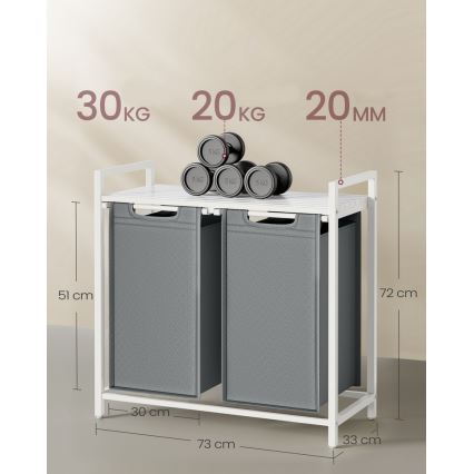 Wäschekorb REX Weiß/Grau