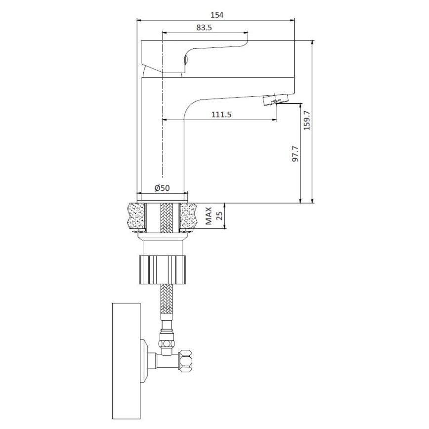 Waschtischarmatur NAESBY 15,9 cm, glänzender Chrom