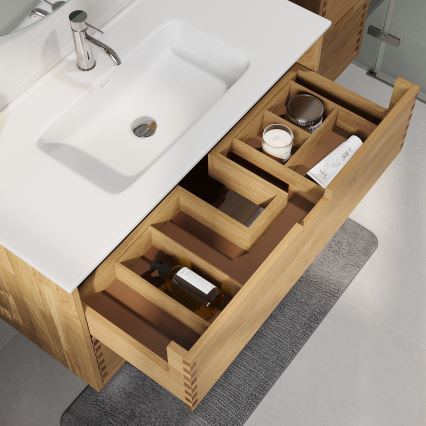 Waschtischunterschrank GRIBSKOV 100 cm, Beige/Eiche