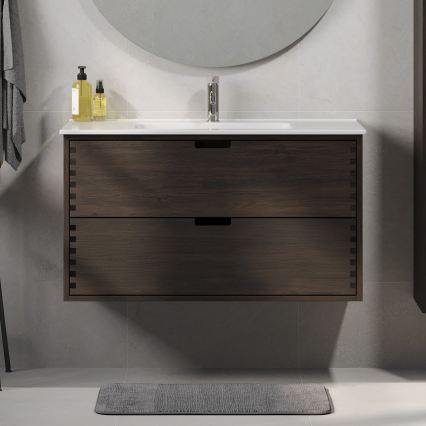 Waschtischunterschrank GRIBSKOV 100 cm Braun/Eiche