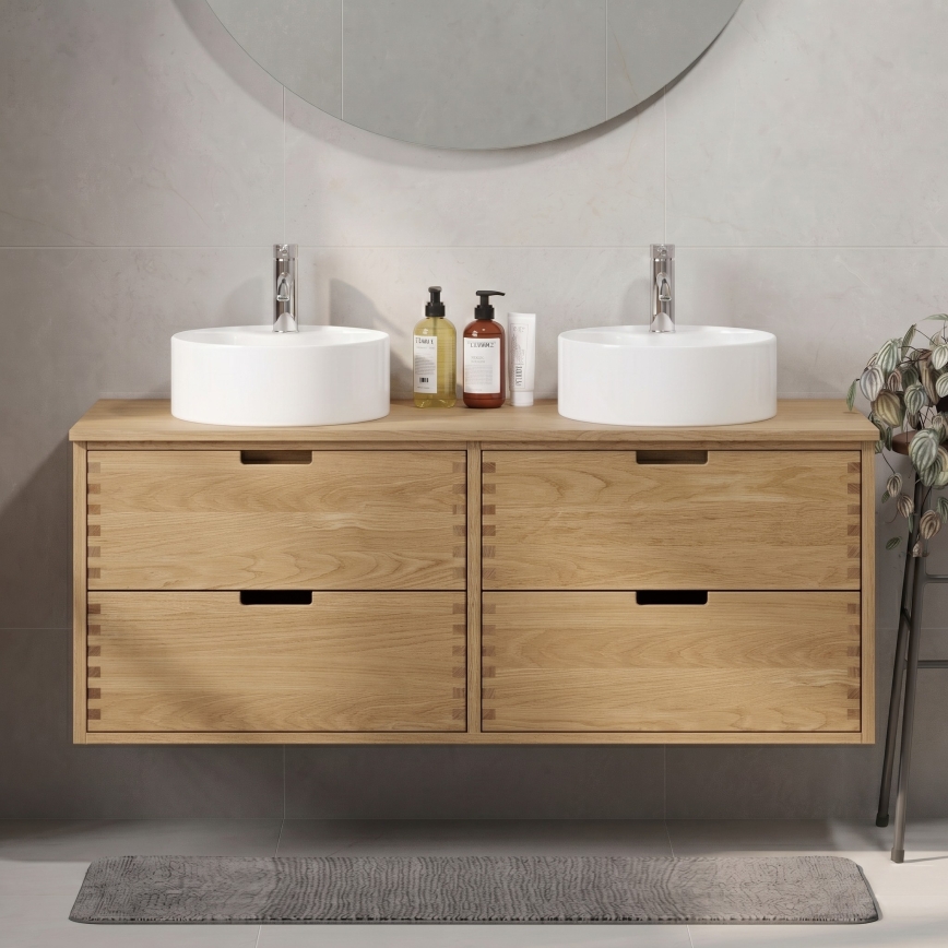 Waschtischunterschrank GRIBSKOV 120 cm, Beige/Eiche