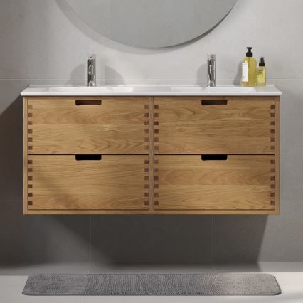 Waschtischunterschrank GRIBSKOV 120 cm, Beige/Eiche