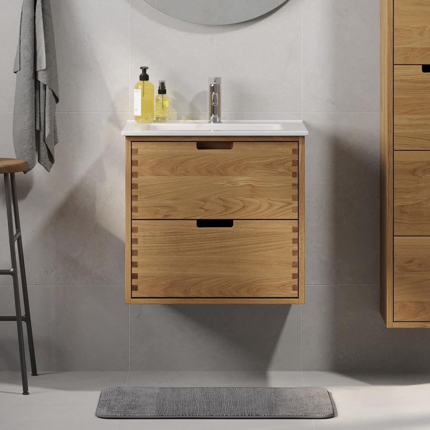 Waschtischunterschrank GRIBSKOV 60 cm Beige/Eiche