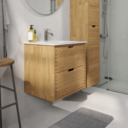 Waschtischunterschrank GRIBSKOV 60 cm Beige/Eiche