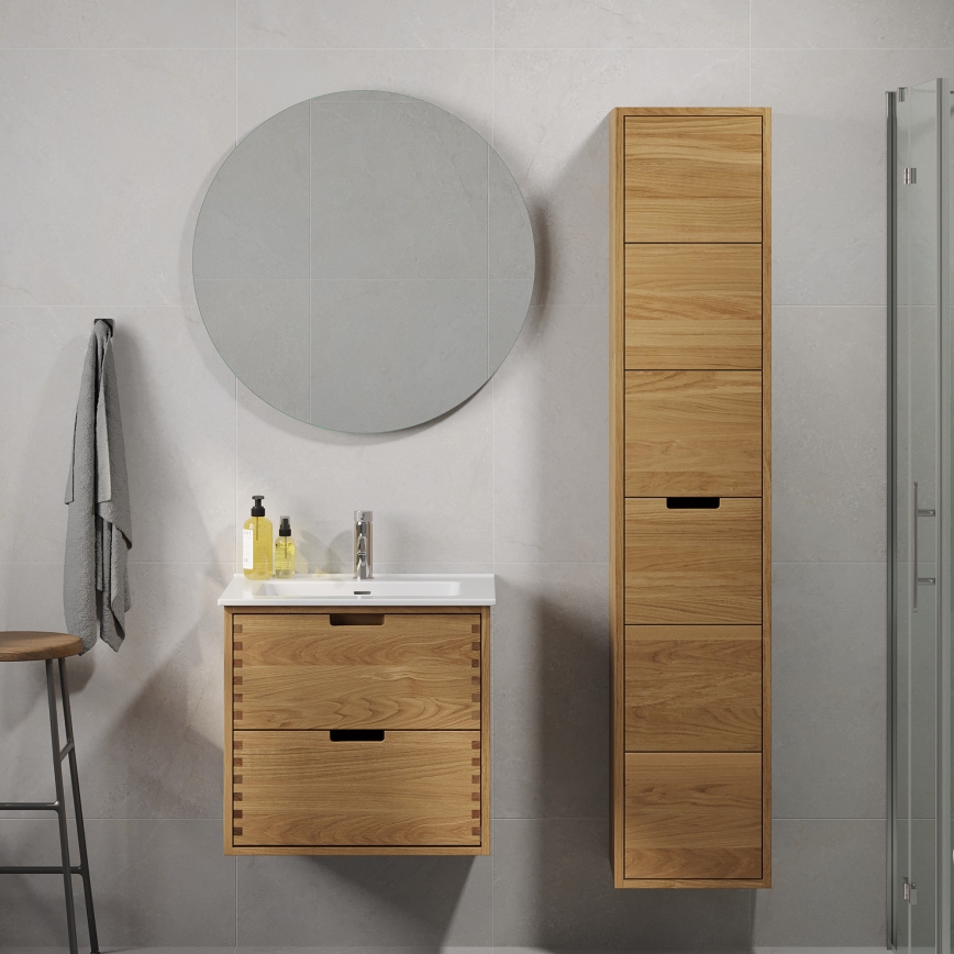 Waschtischunterschrank GRIBSKOV 60 cm Beige/Eiche/Weiß