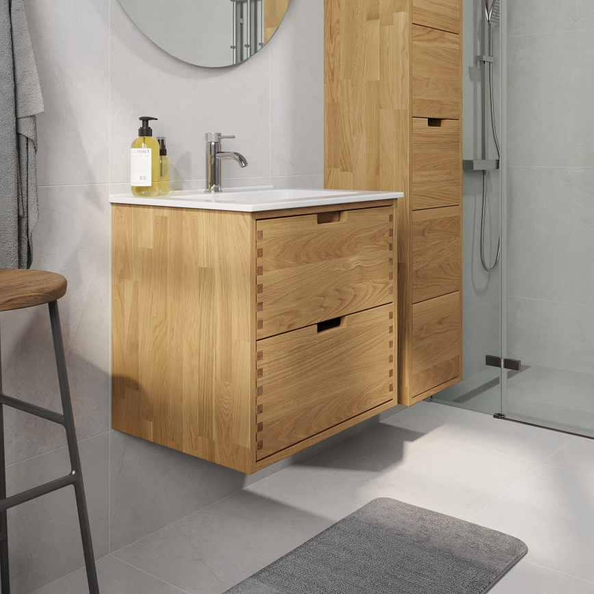 Waschtischunterschrank GRIBSKOV 60 cm Beige/Eiche/Weiß