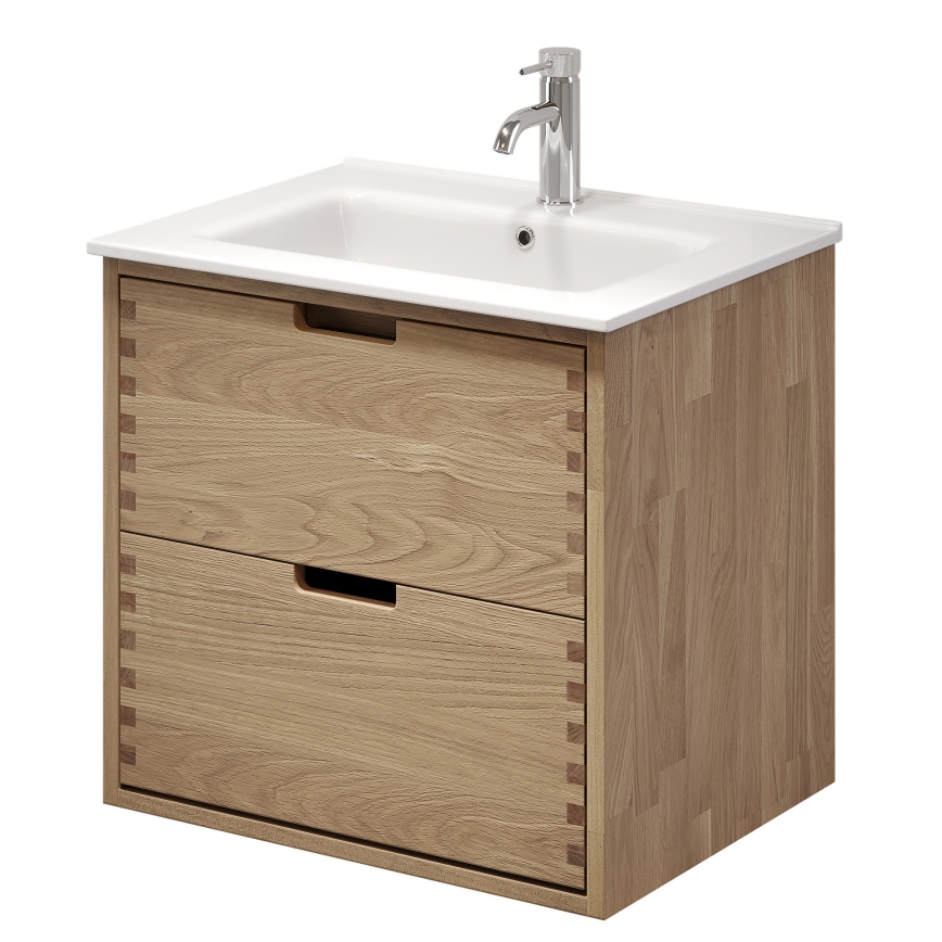 Waschtischunterschrank GRIBSKOV 60 cm Beige/Eiche/Weiß