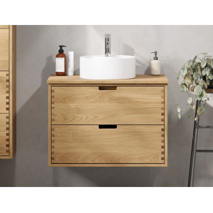 Waschtischunterschrank GRIBSKOV 80 cm, Beige/Eiche