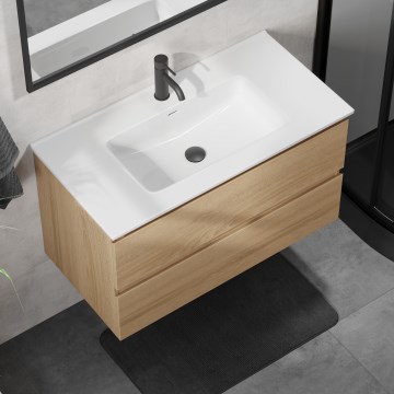 Waschtischunterschrank KENWOOD 91 cm, Eiche/Weiß