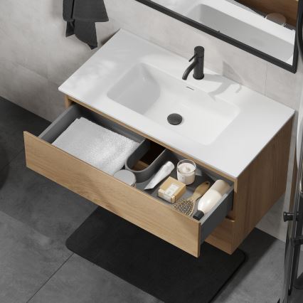 Waschtischunterschrank KENWOOD 91 cm, Eiche/Weiß