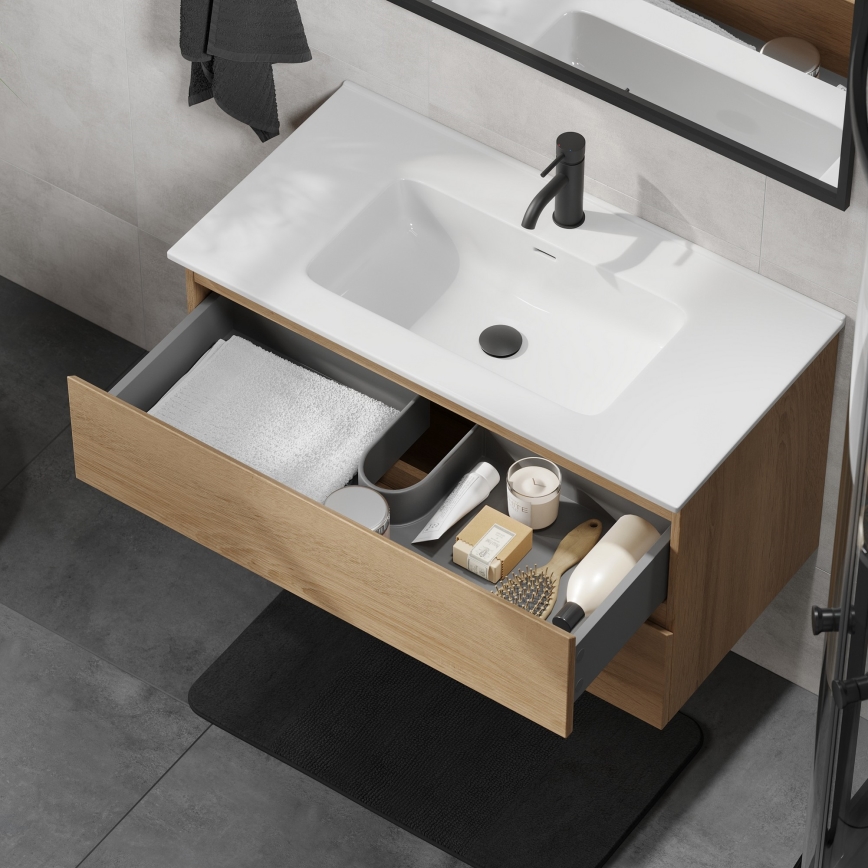 Waschtischunterschrank KENWOOD 91 cm, Eiche/Weiß